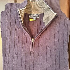 Club Room Men's Cable Knit Zip-Up Sweater - Purple